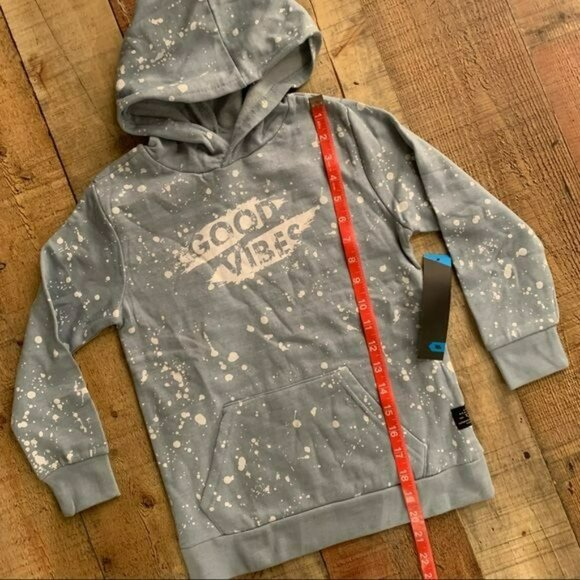 Tony hawk good vibes boy light blue and white paint splatter hoodie sweatshirt k - Picture 3 of 9